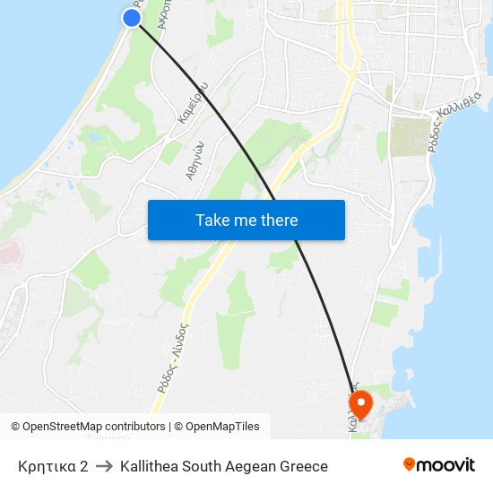 Κρητικα 2 to Kallithea South Aegean Greece map