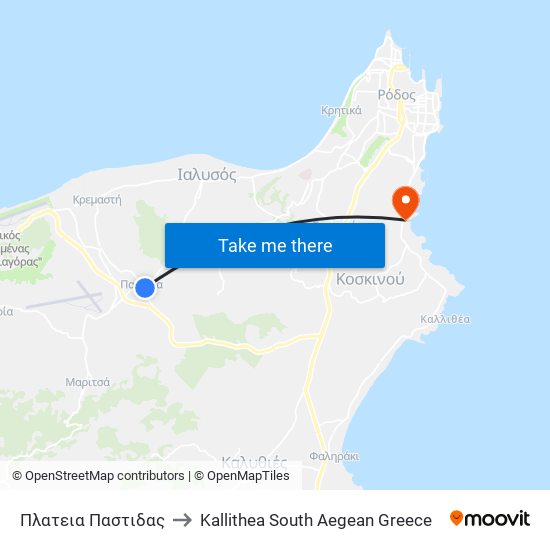 Πλατεια Παστιδας to Kallithea South Aegean Greece map