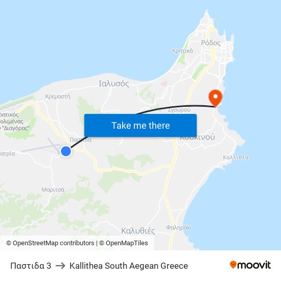 Παστιδα 3 to Kallithea South Aegean Greece map