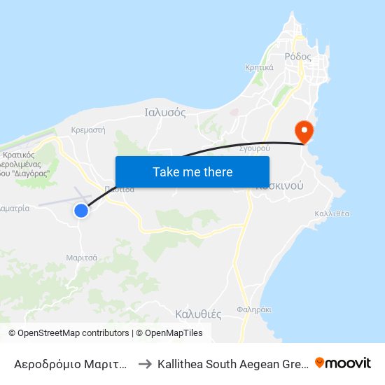 Αεροδρόμιο Μαριτσών to Kallithea South Aegean Greece map