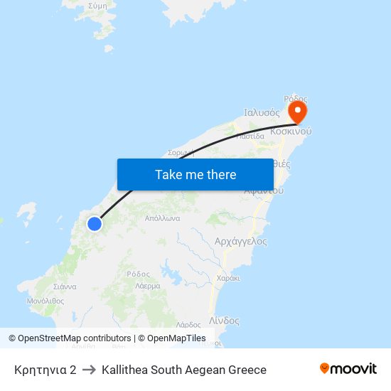 Κρητηνια 2 to Kallithea South Aegean Greece map