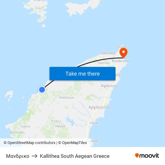 Μανδρικο to Kallithea South Aegean Greece map