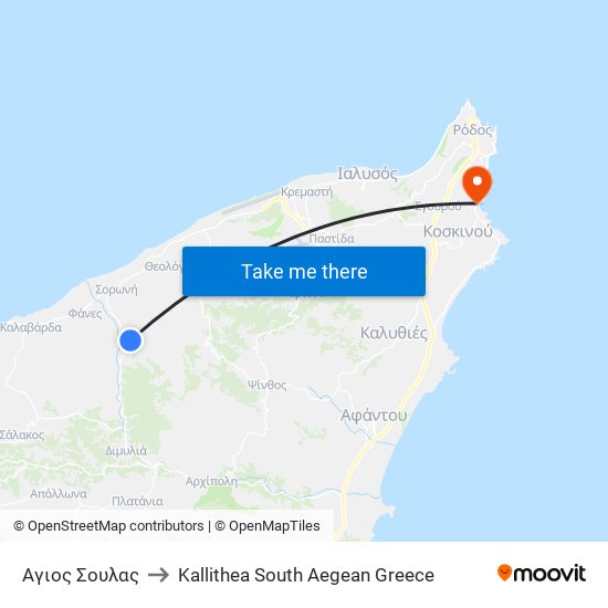 Αγιος Σουλας to Kallithea South Aegean Greece map