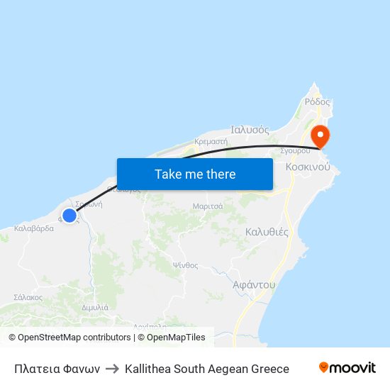 Πλατεια Φανων to Kallithea South Aegean Greece map