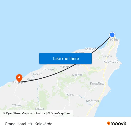 Grand Hotel to Kalavarda map