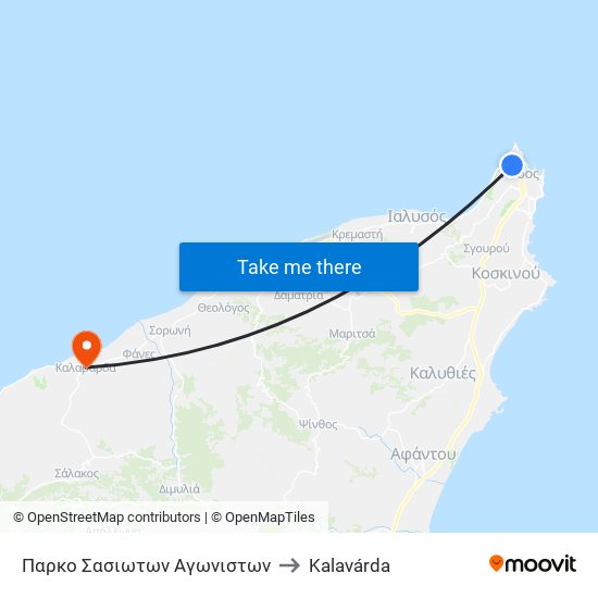 Παρκο Σασιωτων Αγωνιστων to Kalavárda map