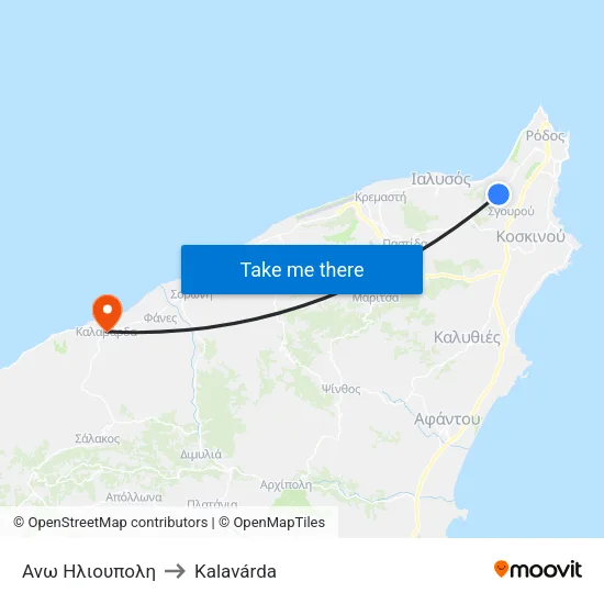 Ανω Ηλιουπολη to Kalavárda map