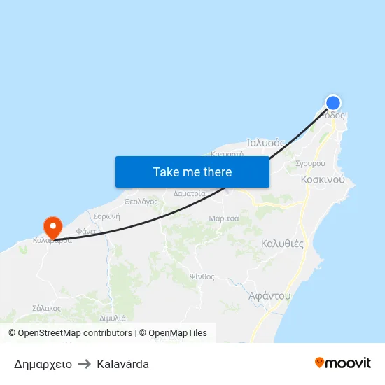 City Hall to Kalavarda map