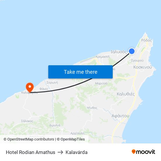 Hotel Rodian Amathus to Kalavárda map