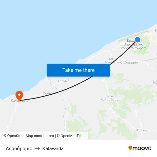 Airport to Kalavarda map