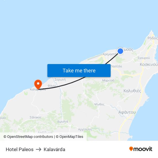 Hotel Paleos to Kalavárda map