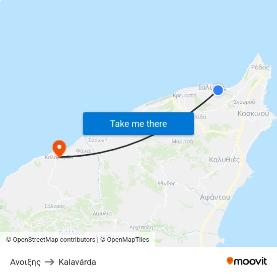 Anixis to Kalavarda map