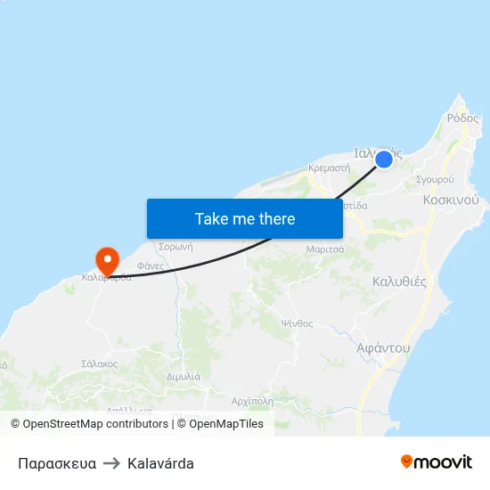 Paraskeva to Kalavarda map