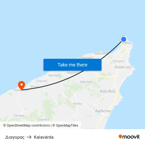 Diagoras to Kalavarda map