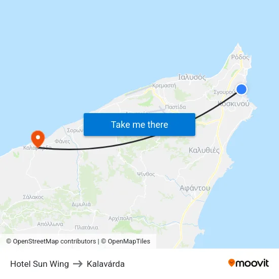 Hotel Sun Wing to Kalavarda map