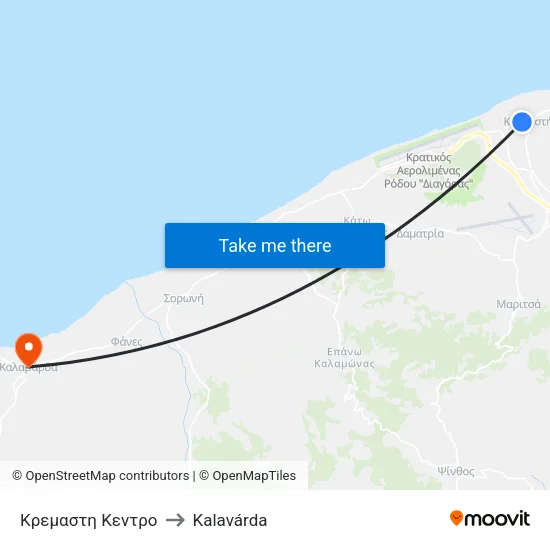 Kremasti Center to Kalavarda map