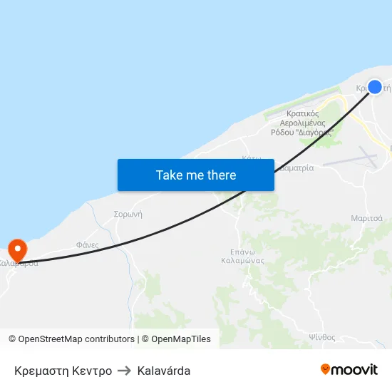 Kremasti Center to Kalavarda map