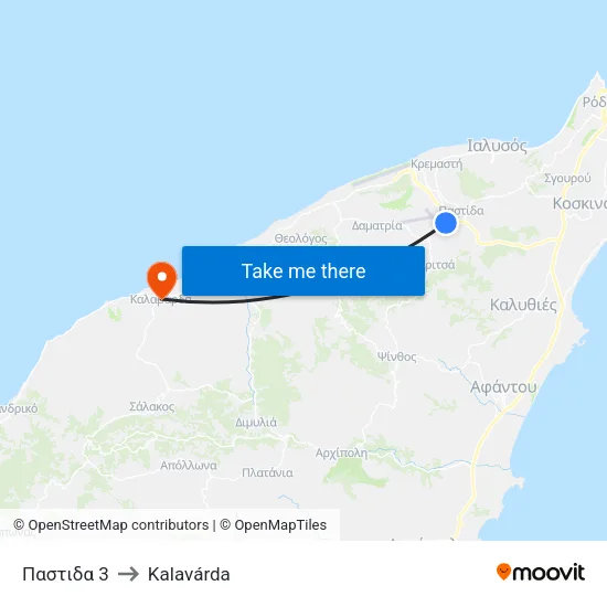 Pastida 3 to Kalavarda map