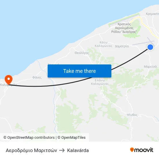 Maritson Airport to Kalavarda map