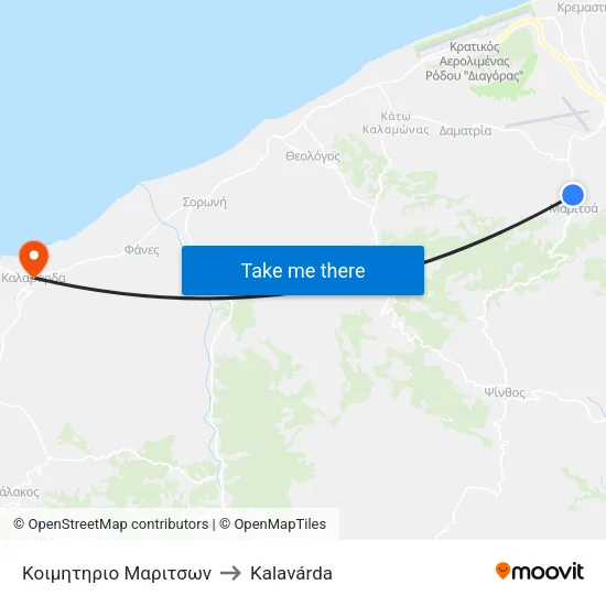 Maritson Cemetery to Kalavarda map