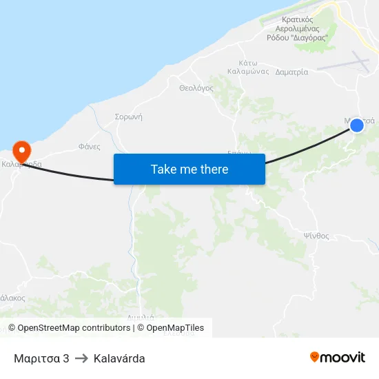 Maritsa 3 to Kalavarda map