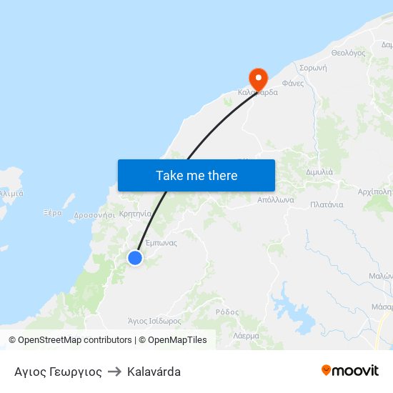 Αγιος Γεωργιος to Kalavárda map