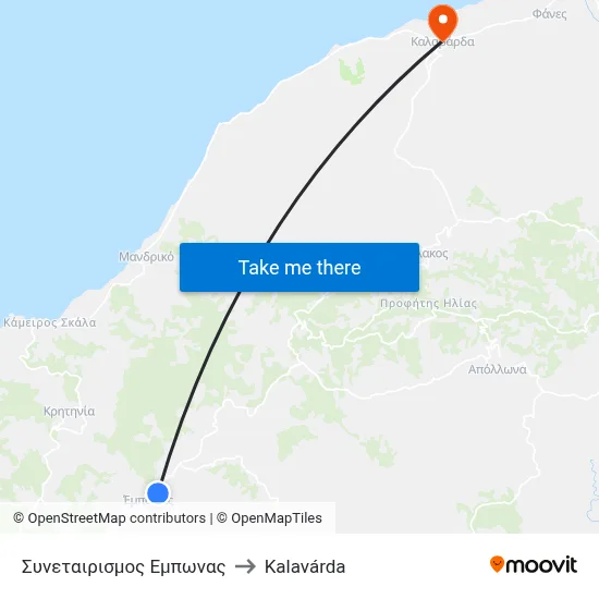 Emponas Cooperative to Kalavarda map