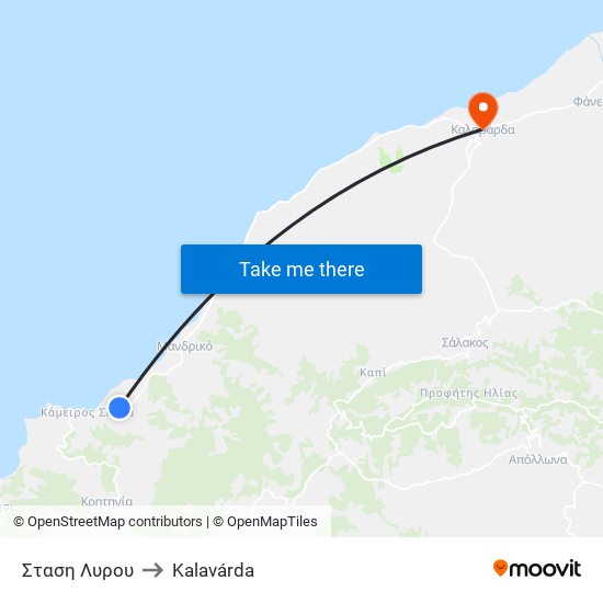 Σταση Λυρου to Kalavárda map