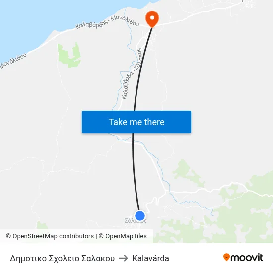 Salakos Primary School to Kalavarda map