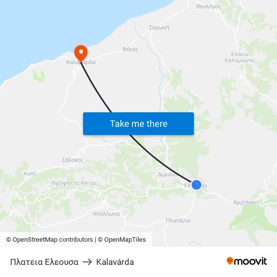 Πλατεια Ελεουσα to Kalavárda map