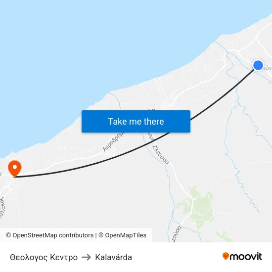 Theologos Center to Kalavarda map