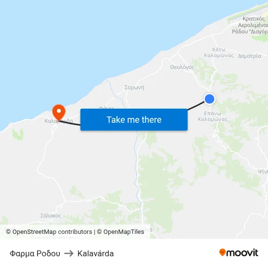 Rhodes Farm to Kalavarda map