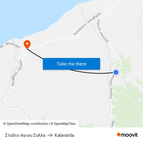 Σταδιο Αγιου Συλλα to Kalavárda map