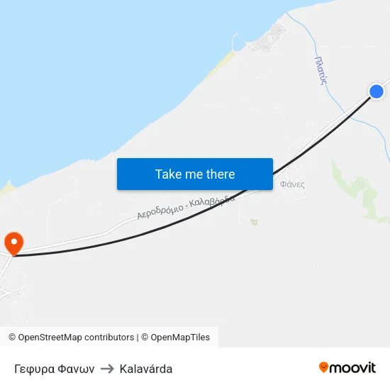 Γεφυρα Φανων to Kalavárda map