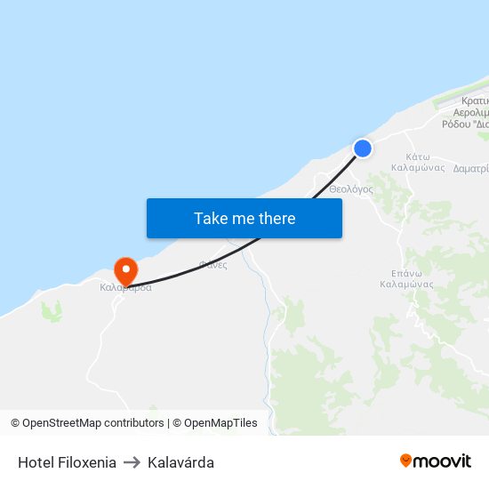 Hotel Filoxenia to Kalavárda map