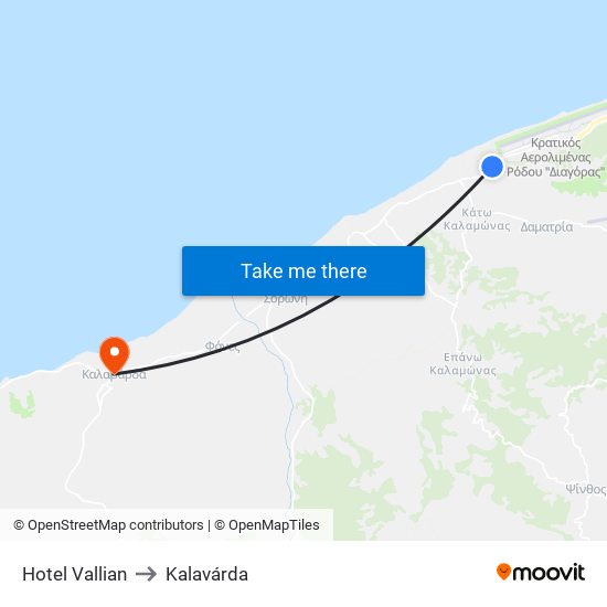 Hotel Vallian to Kalavárda map