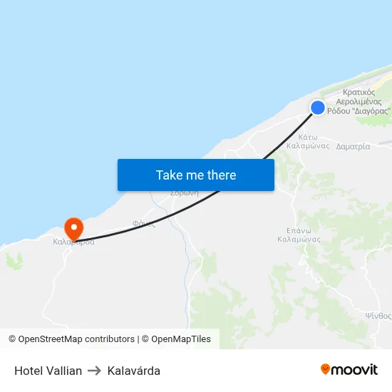 Hotel Vallian to Kalavarda map