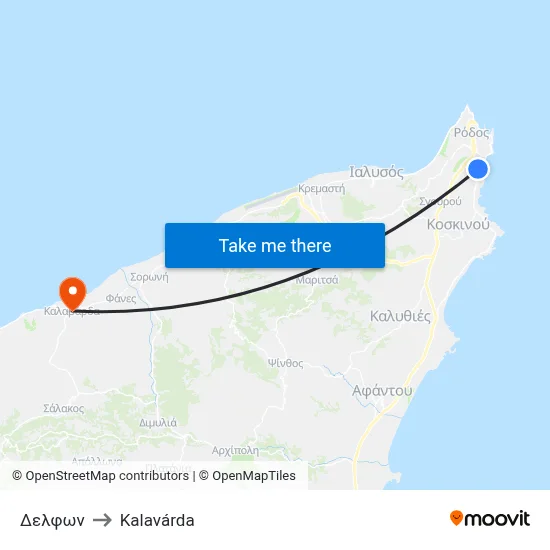 Delfon to Kalavarda map