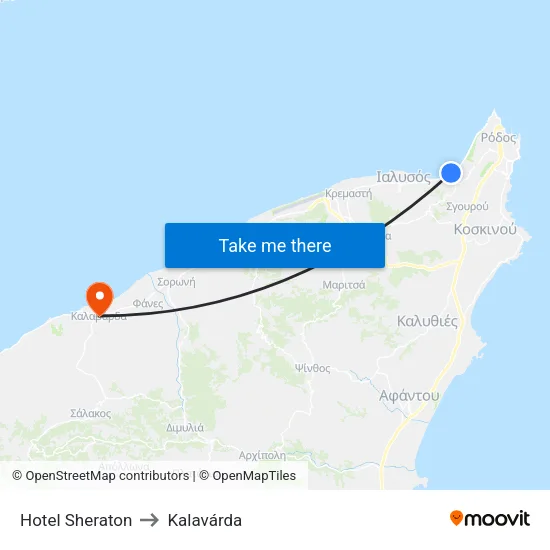Sheraton Hotel to Kalavarda map