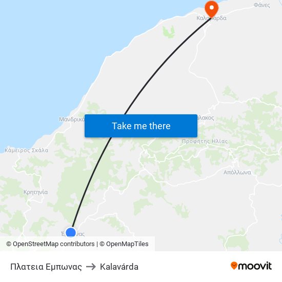 Πλατεια Εμπωνας to Kalavárda map