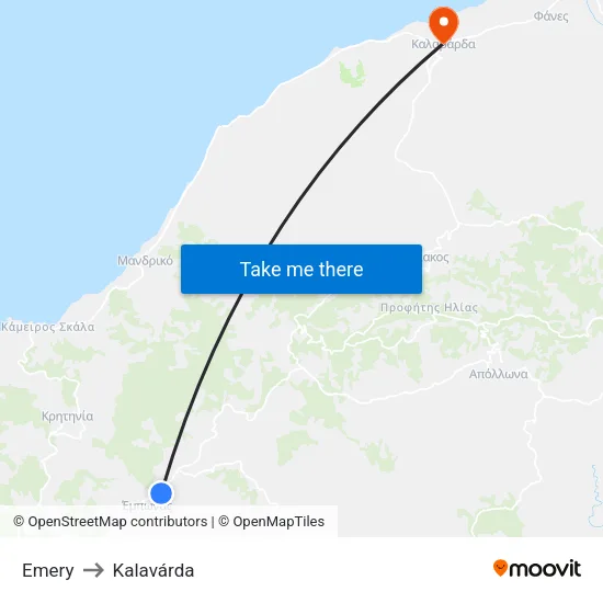 Emery to Kalavarda map