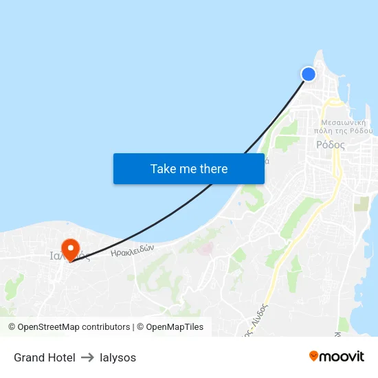 Grand Hotel to Ialysos map