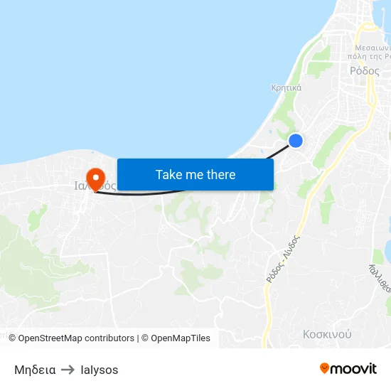 Μηδεια to Ialysos map