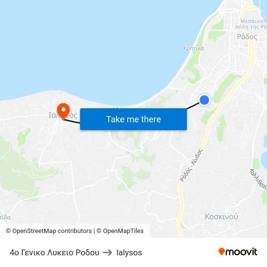 4ο Γενικο Λυκειο Ροδου to Ialysos map