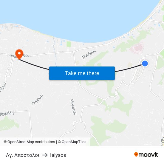 Αγ. Αποστολοι to Ialysos map