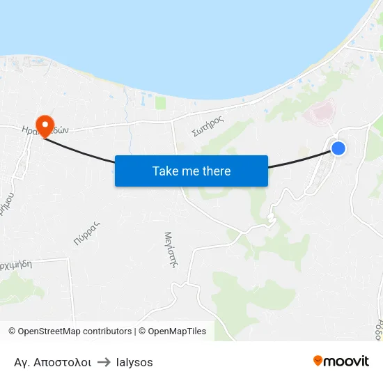 Ag. Apostoloi to Ialysos map