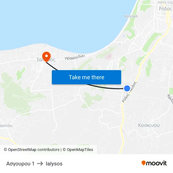 Ασγουρου 1 to Ialysos map