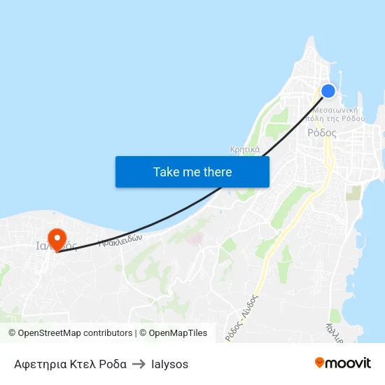 Roda Bus Terminal to Ialysos map