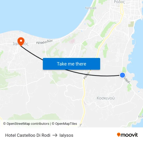 Hotel Castello Di Rodi to Ialysos map