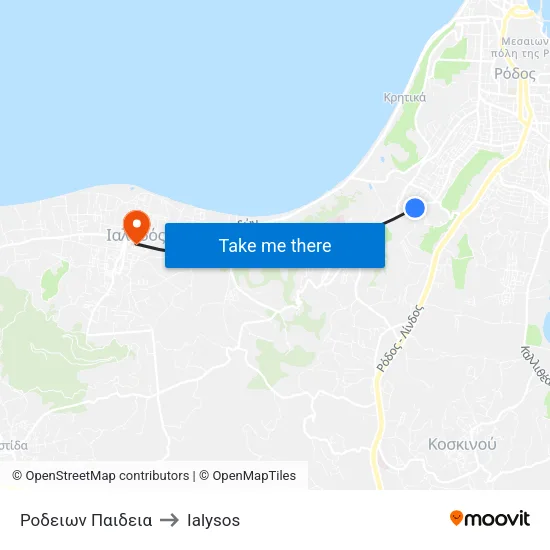 Rodeion Paideia to Ialysos map